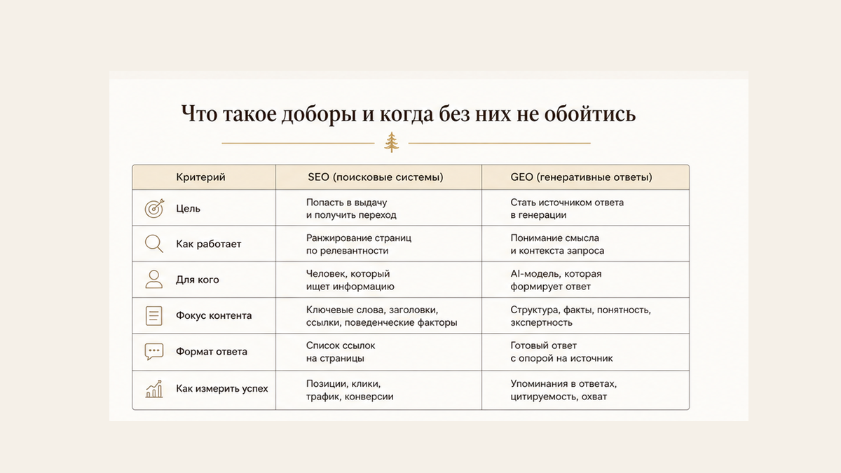 Сравнительная таблица / UI-мокап: Что такое доборы и когда без них не обойтись