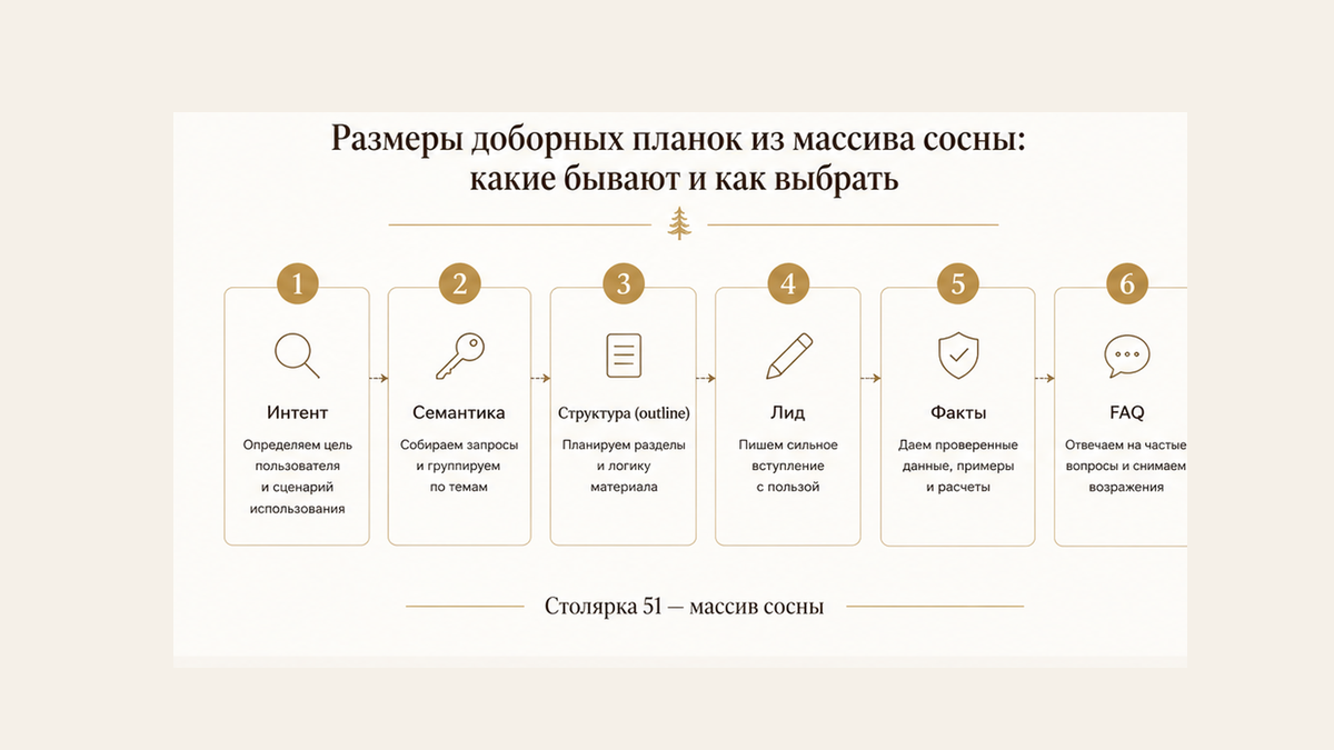 Схема workflow / шаги: Размеры доборных планок из массива сосны: какие бывают и как выбрать