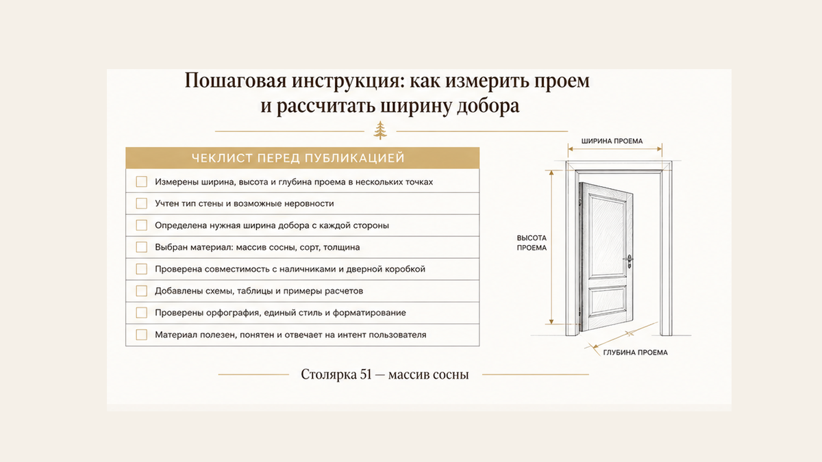 Чеклист / printable board: Пошаговая инструкция: как измерить проем и рассчитать ширину добора