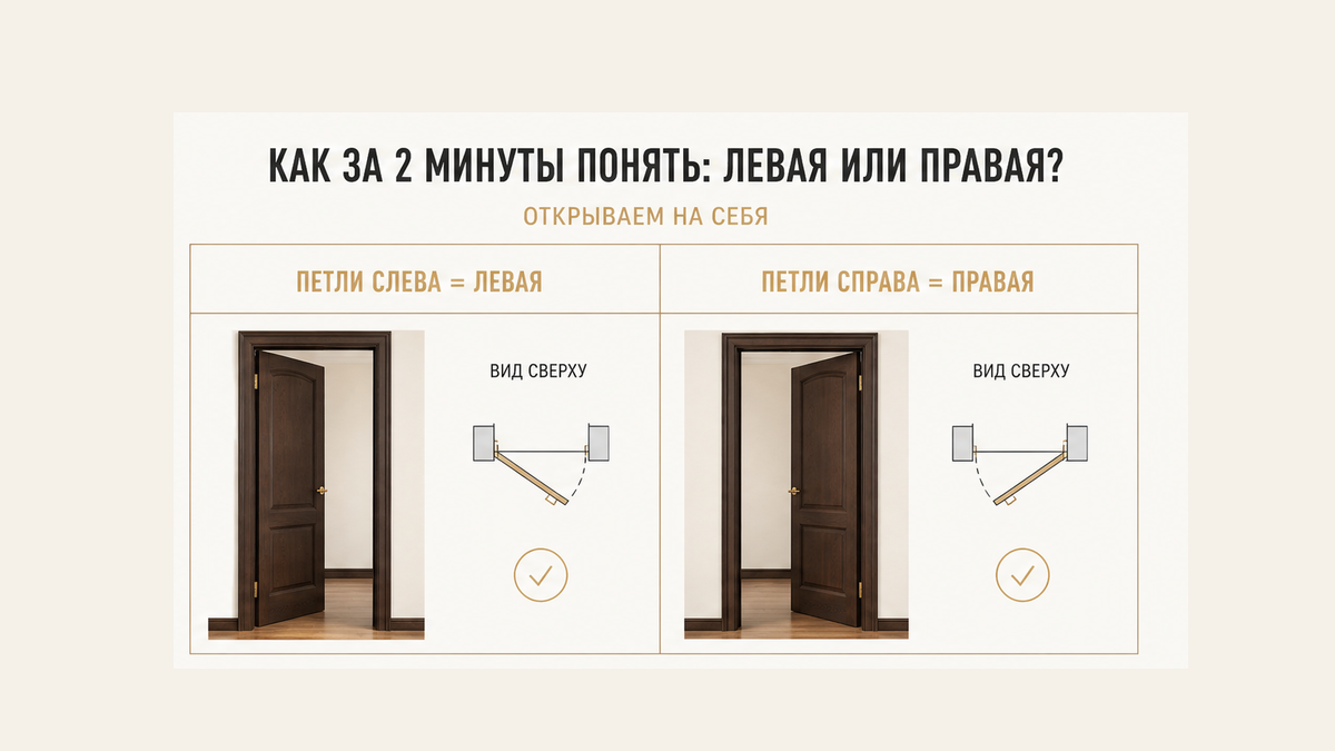 Таблица: как за 2 минуты определить левую или правую дверь по петлям