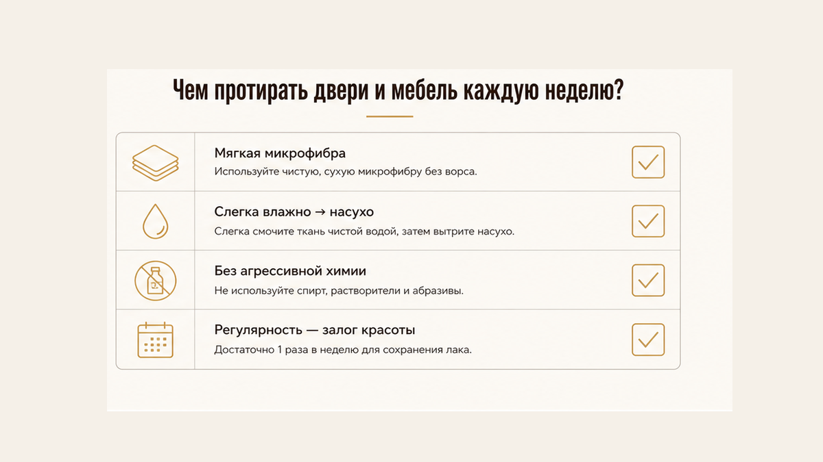 Чеклист / printable board: Чем протирать двери и мебель каждую неделю?